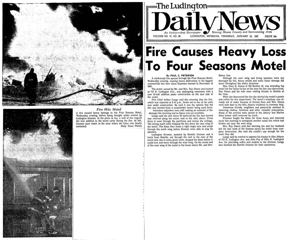 Summers Inn (Four Seasons Motel) - January 12 1967 Article On Blaze